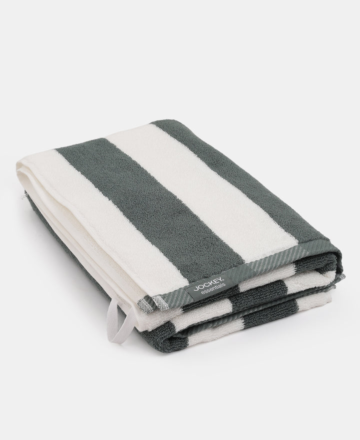 Cotton Terry Ultrasoft and Durable Striped Bath Towel with Hanger Loop - Balsam Green