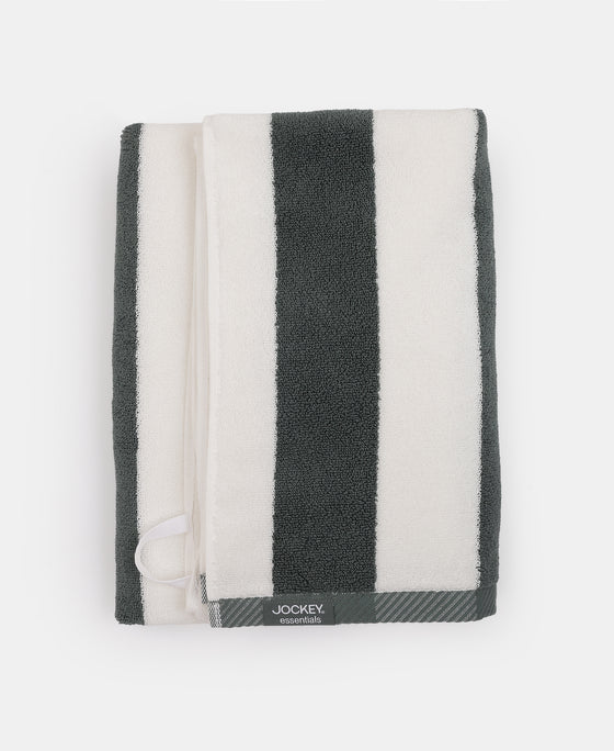 Cotton Terry Ultrasoft and Durable Striped Bath Towel with Hanger Loop - Balsam Green