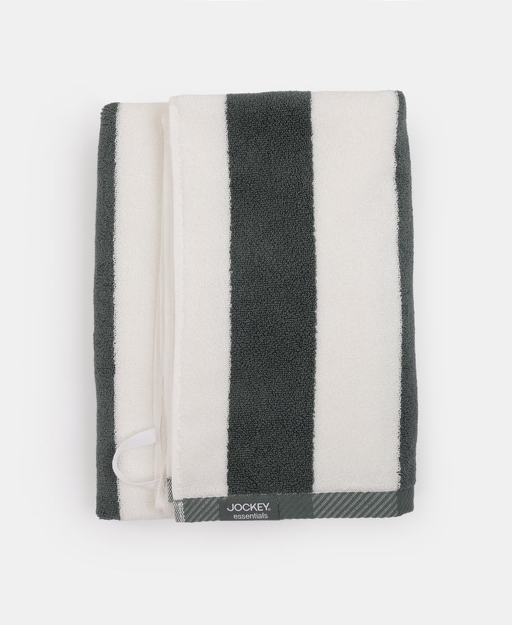 Cotton Terry Ultrasoft and Durable Striped Bath Towel with Hanger Loop - Balsam Green