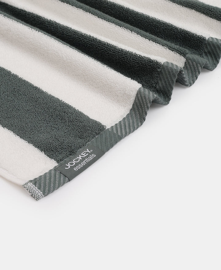 Cotton Terry Ultrasoft and Durable Striped Bath Towel with Hanger Loop - Balsam Green