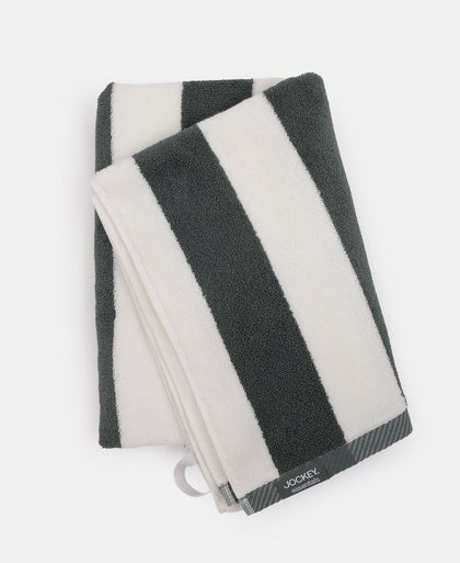 Cotton Terry Ultrasoft and Durable Striped Bath Towel with Hanger Loop - Balsam Green