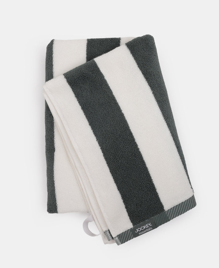 Cotton Terry Ultrasoft and Durable Striped Bath Towel with Hanger Loop - Balsam Green