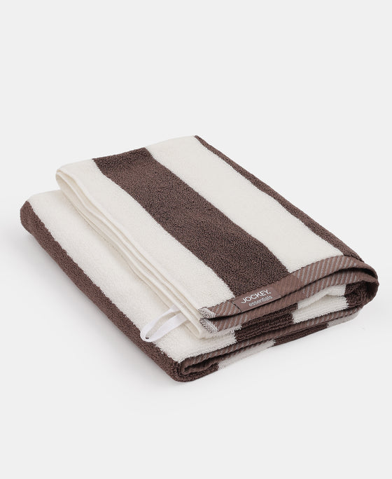 Cotton Terry Ultrasoft and Durable Striped Bath Towel with Hanger Loop - Deep Taupe