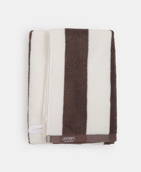 Cotton Terry Ultrasoft and Durable Striped Bath Towel with Hanger Loop - Deep Taupe