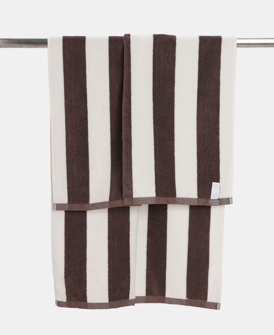 Cotton Terry Ultrasoft and Durable Striped Bath Towel with Hanger Loop - Deep Taupe