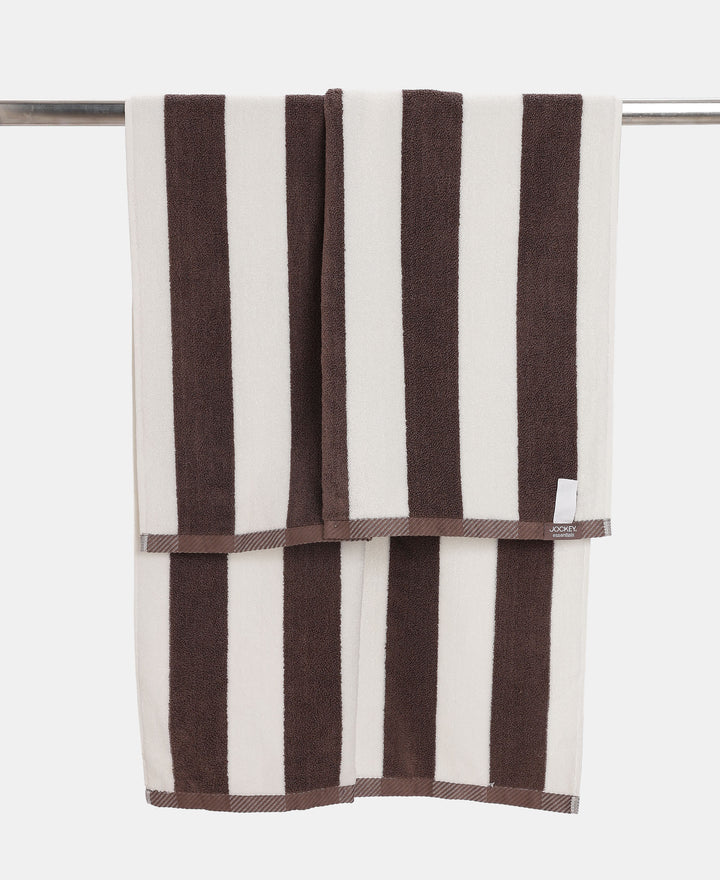 Cotton Terry Ultrasoft and Durable Striped Bath Towel with Hanger Loop - Deep Taupe
