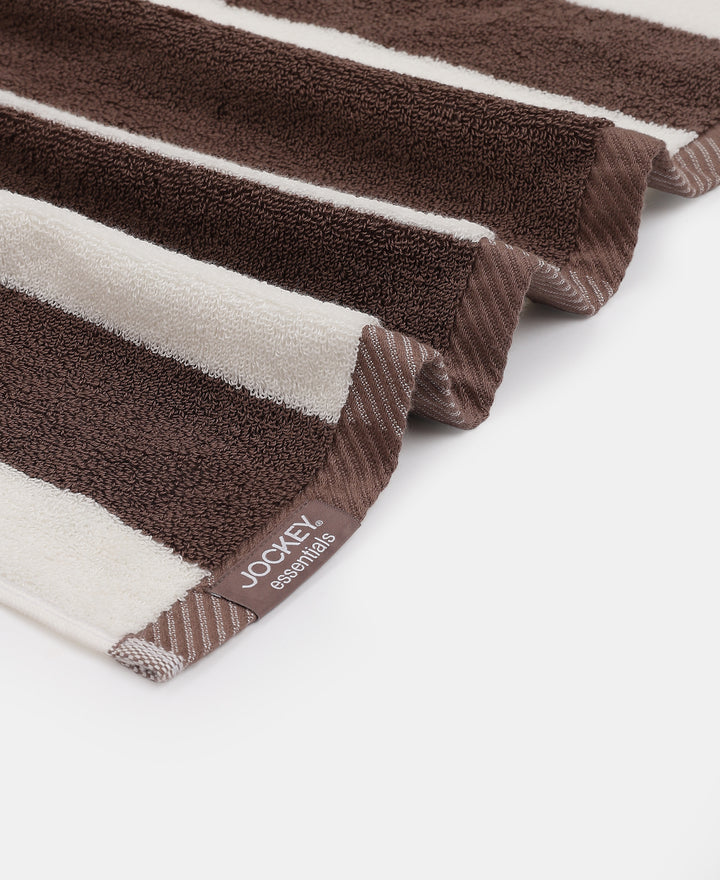 Cotton Terry Ultrasoft and Durable Striped Bath Towel with Hanger Loop - Deep Taupe