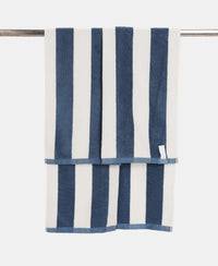 Cotton Terry Ultrasoft and Durable Striped Bath Towel with Hanger Loop - Provincial Blue