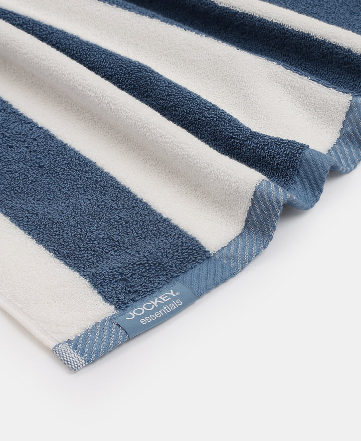 Cotton Terry Ultrasoft and Durable Striped Bath Towel with Hanger Loop - Provincial Blue