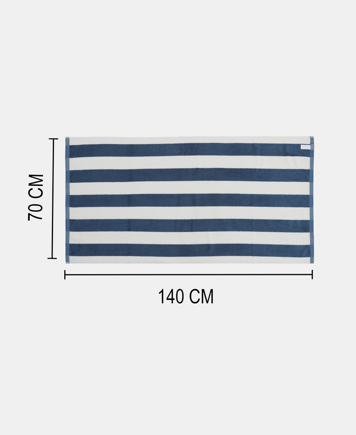 Cotton Terry Ultrasoft and Durable Striped Bath Towel with Hanger Loop - Provincial Blue