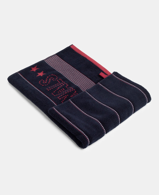 Cotton Rich Terry Ultrasoft and Durable Striped Bath Towel - Deep Navy