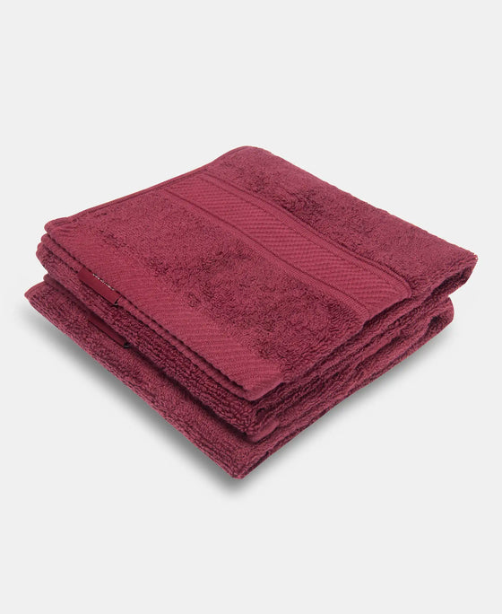 Cotton Terry Ultrasoft and Durable Solid Hand Towel - Burgundy (Pack of 2)