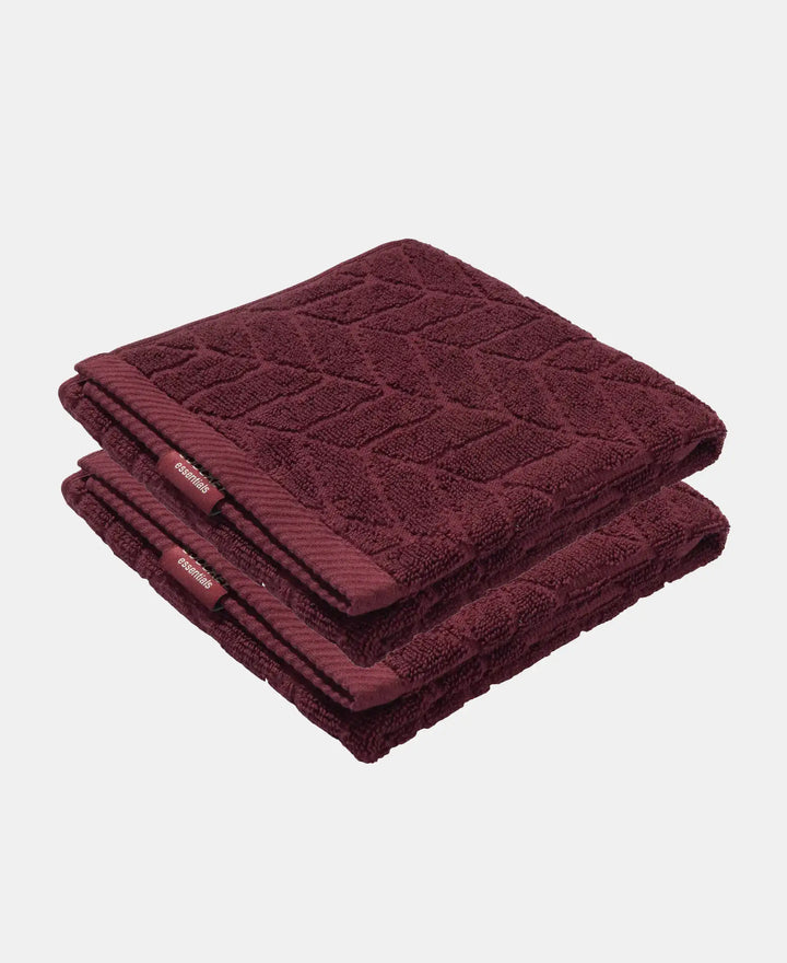 Cotton Terry Ultrasoft and Durable Patterned Hand Towel - Burgundy (Pack of 2)