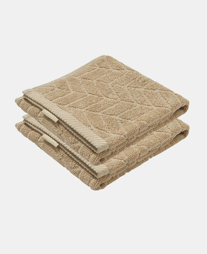 Cotton Terry Ultrasoft and Durable Patterned Hand Towel - Camel (Pack of 2)