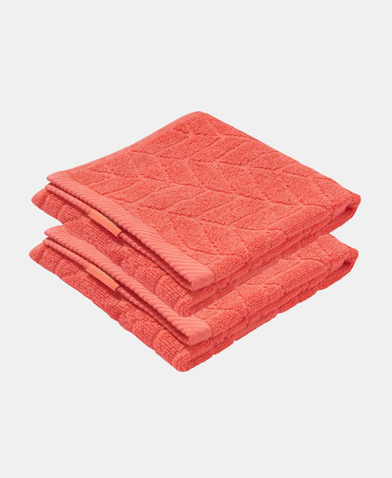 Cotton Terry Ultrasoft and Durable Patterned Hand Towel - Coral (Pack of 2)
