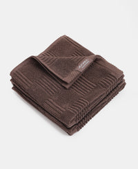 Cotton Terry Ultrasoft and Durable Patterned Hand Towel - Deep Taupe (Pack of 2)