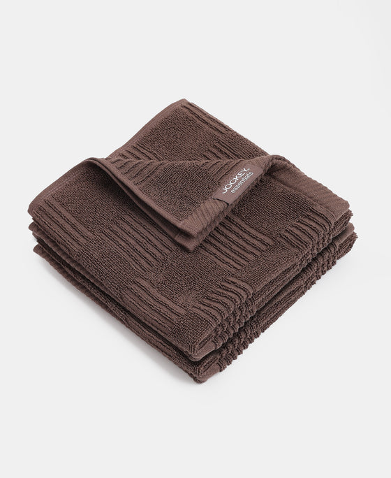 Cotton Terry Ultrasoft and Durable Patterned Hand Towel - Deep Taupe (Pack of 2)