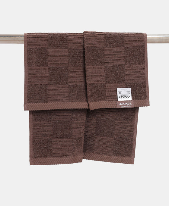 Cotton Terry Ultrasoft and Durable Patterned Hand Towel - Deep Taupe (Pack of 2)