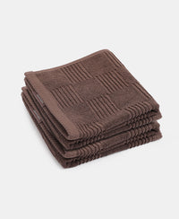 Cotton Terry Ultrasoft and Durable Patterned Hand Towel - Deep Taupe (Pack of 2)