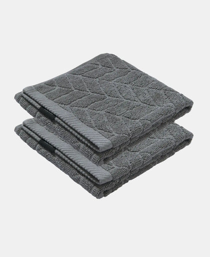 Cotton Terry Ultrasoft and Durable Patterned Hand Towel - Grey (Pack of 2)