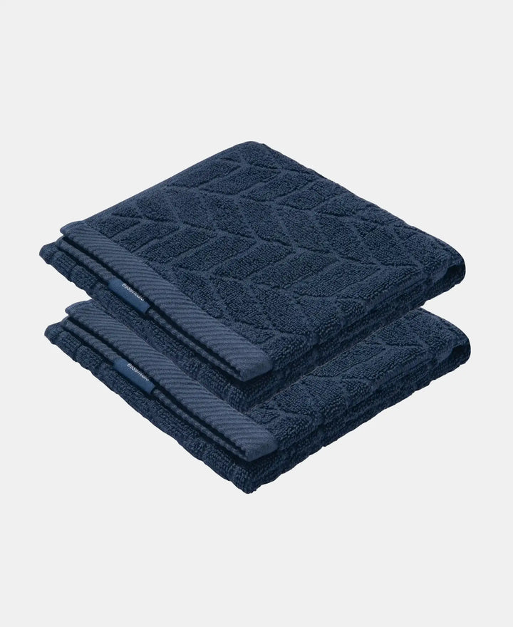 Cotton Terry Ultrasoft and Durable Patterned Hand Towel - Navy (Pack of 2)
