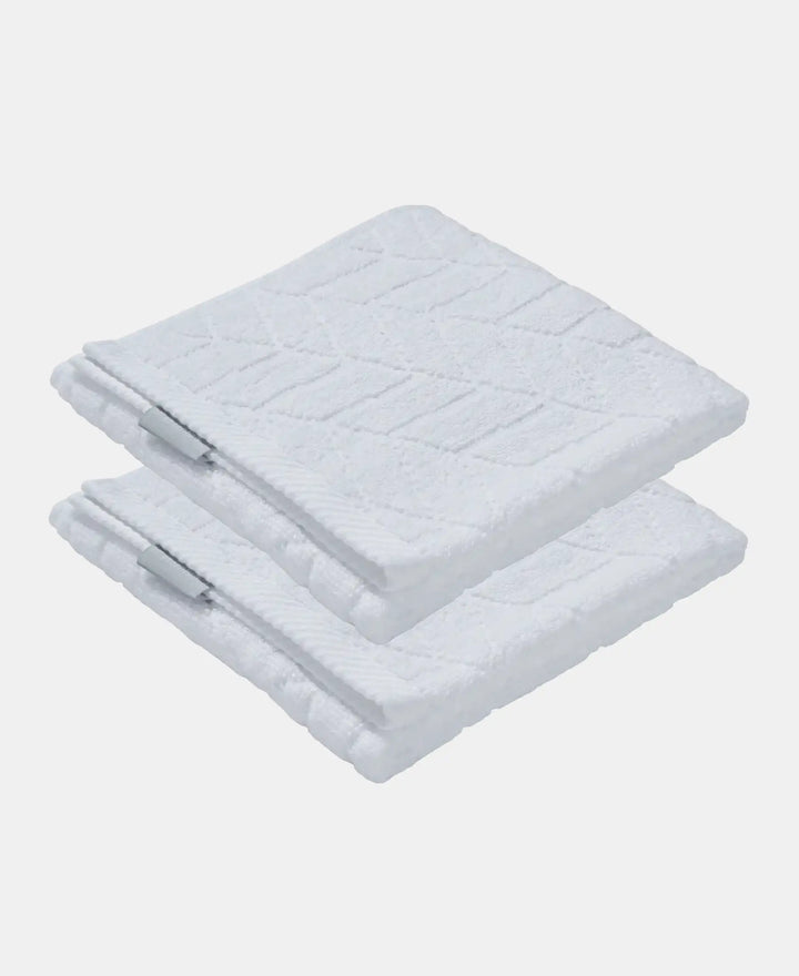 Cotton Terry Ultrasoft and Durable Patterned Hand Towel - White (Pack of 2)