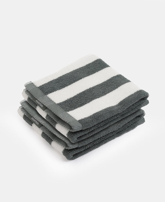 Cotton Terry Ultrasoft and Durable Striped Hand Towel with Hanger Loop - Balsam Green (Pack of 2)