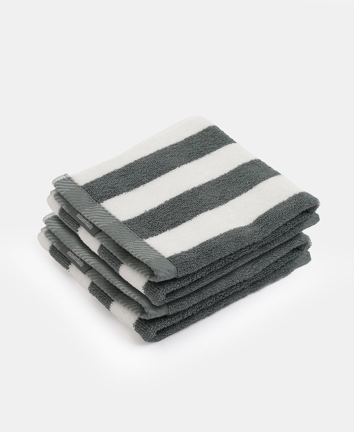 Cotton Terry Ultrasoft and Durable Striped Hand Towel with Hanger Loop - Balsam Green (Pack of 2)