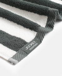 Cotton Terry Ultrasoft and Durable Striped Hand Towel with Hanger Loop - Balsam Green (Pack of 2)