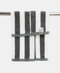 Cotton Terry Ultrasoft and Durable Striped Hand Towel with Hanger Loop - Balsam Green (Pack of 2)