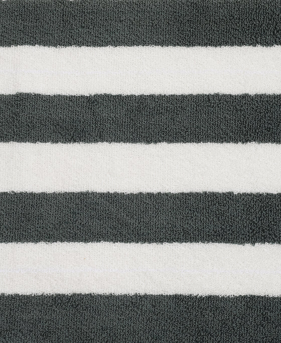 Cotton Terry Ultrasoft and Durable Striped Hand Towel with Hanger Loop - Balsam Green (Pack of 2)