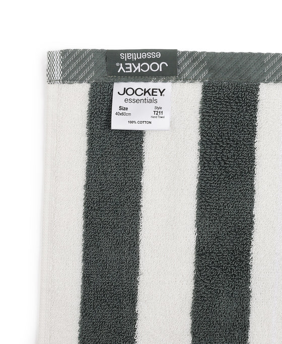 Cotton Terry Ultrasoft and Durable Striped Hand Towel with Hanger Loop - Balsam Green (Pack of 2)