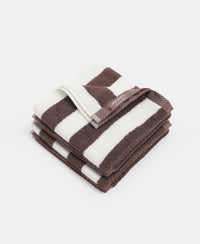 Cotton Terry Ultrasoft and Durable Striped Hand Towel with Hanger Loop - Deep Taupe (Pack of 2)