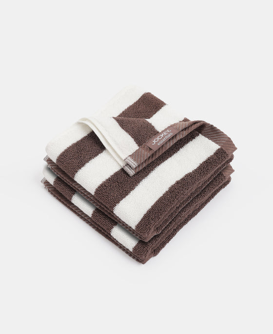 Cotton Terry Ultrasoft and Durable Striped Hand Towel with Hanger Loop - Deep Taupe (Pack of 2)
