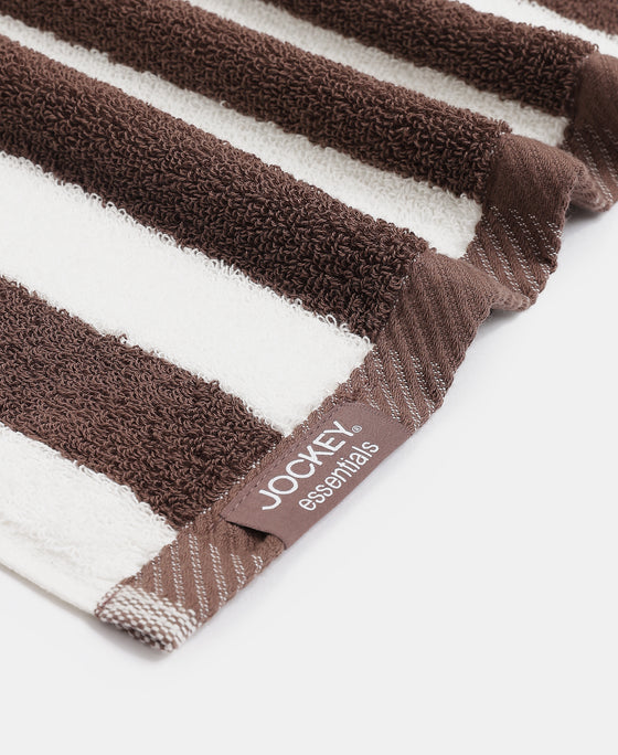 Cotton Terry Ultrasoft and Durable Striped Hand Towel with Hanger Loop - Deep Taupe (Pack of 2)