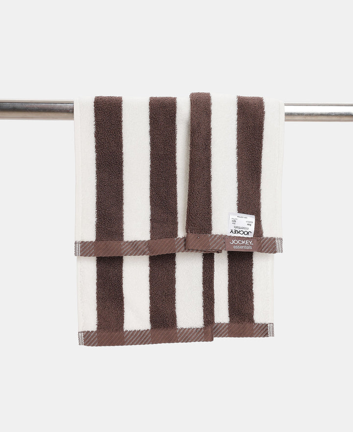 Cotton Terry Ultrasoft and Durable Striped Hand Towel with Hanger Loop - Deep Taupe (Pack of 2)