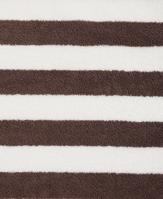 Cotton Terry Ultrasoft and Durable Striped Hand Towel with Hanger Loop - Deep Taupe (Pack of 2)