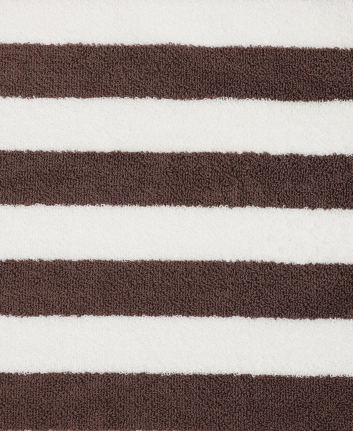 Cotton Terry Ultrasoft and Durable Striped Hand Towel with Hanger Loop - Deep Taupe (Pack of 2)