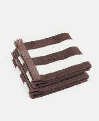 Cotton Terry Ultrasoft and Durable Striped Hand Towel with Hanger Loop - Deep Taupe (Pack of 2)