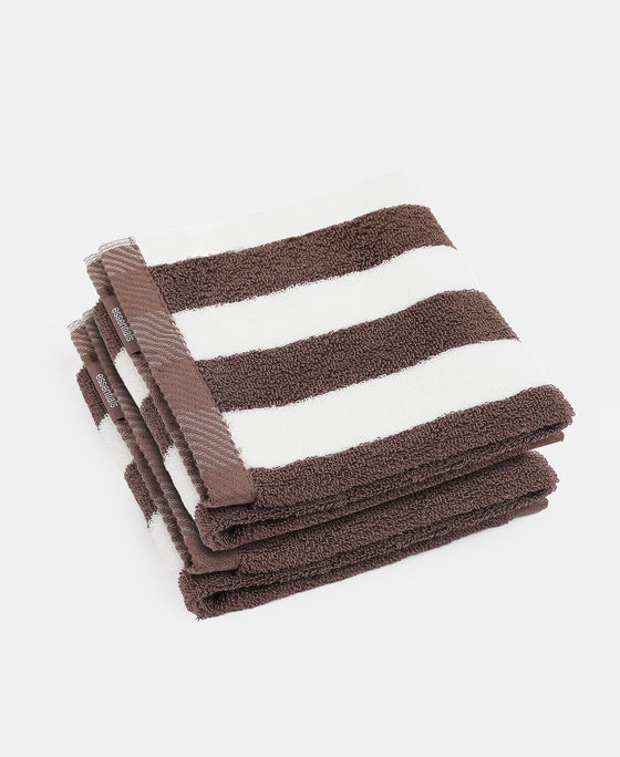 Cotton Terry Ultrasoft and Durable Striped Hand Towel with Hanger Loop - Deep Taupe (Pack of 2)