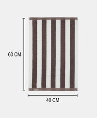 Cotton Terry Ultrasoft and Durable Striped Hand Towel with Hanger Loop - Deep Taupe (Pack of 2)