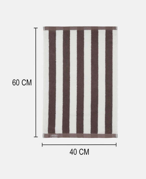 Cotton Terry Ultrasoft and Durable Striped Hand Towel with Hanger Loop - Deep Taupe (Pack of 2)
