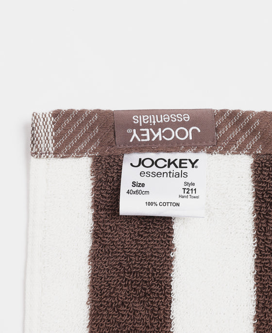 Cotton Terry Ultrasoft and Durable Striped Hand Towel with Hanger Loop - Deep Taupe (Pack of 2)