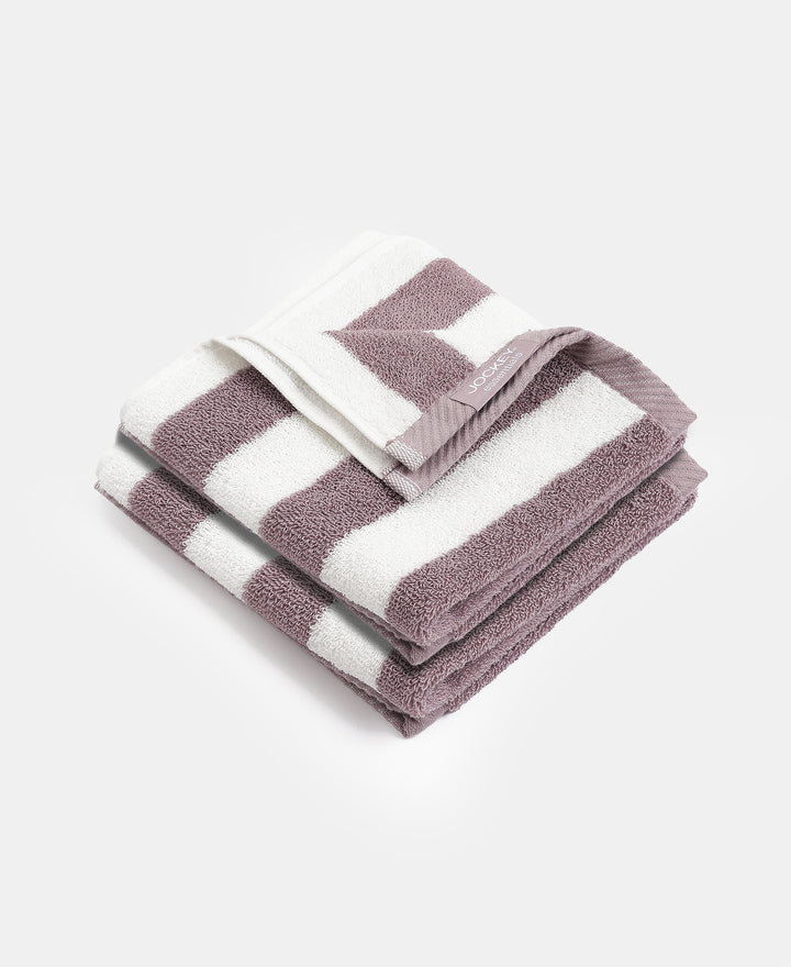 Cotton Terry Ultrasoft and Durable Striped Hand Towel with Hanger Loop - Nirvana (Pack of 2)