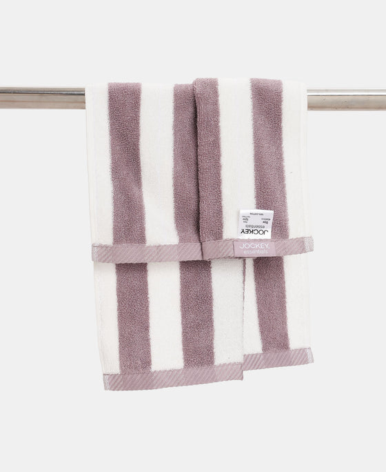 Cotton Terry Ultrasoft and Durable Striped Hand Towel with Hanger Loop - Nirvana (Pack of 2)
