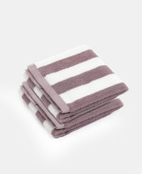 Cotton Terry Ultrasoft and Durable Striped Hand Towel with Hanger Loop - Nirvana (Pack of 2)