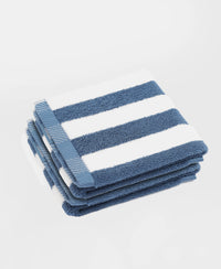 Cotton Terry Ultrasoft and Durable Striped Hand Towel with Hanger Loop - Provincial Blue (Pack of 2)