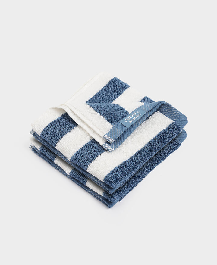 Cotton Terry Ultrasoft and Durable Striped Hand Towel with Hanger Loop - Provincial Blue (Pack of 2)