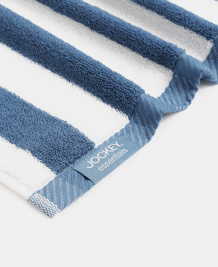 Cotton Terry Ultrasoft and Durable Striped Hand Towel with Hanger Loop - Provincial Blue (Pack of 2)