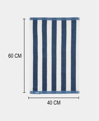 Cotton Terry Ultrasoft and Durable Striped Hand Towel with Hanger Loop - Provincial Blue (Pack of 2)